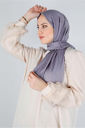 شال طوسی زنانه ابریشم Alvina - کد 802008921
