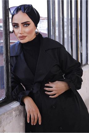 ترنچکت حجاب مشکی زنانه پنبه پلی استر TRENDTESETTÜR - کد 413134593