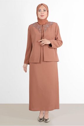 ست بالاتنه و پائین تنه حجاب قهوه ای زنانه رگولار TRENDTESETTÜR - کد 747151640