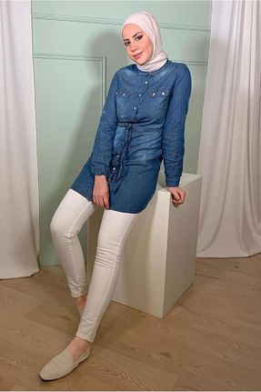 تونیک حجاب سرمه ای زنانه ویسکون TRENDTESETTÜR - کد 642179142