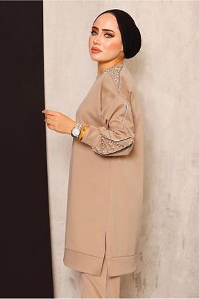 ست بالاتنه و پائین تنه حجاب قهوه ای زنانه رگولار TRENDTESETTÜR - کد 376319624