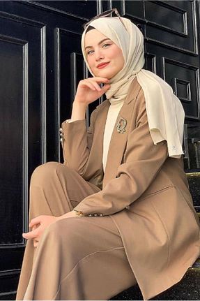 ست بالاتنه و پائین تنه حجاب قهوه ای زنانه رگولار TRENDTESETTÜR - کد 314824967