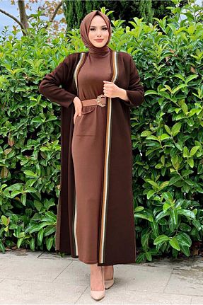 کت حجاب قهوه ای زنانه رگولار TRENDTESETTÜR - کد 348699506