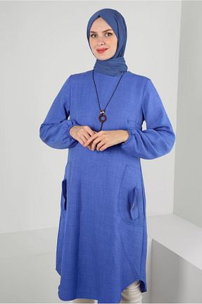 تونیک حجاب سرمه ای زنانه پنبه ای TRENDTESETTÜR - کد 736882639