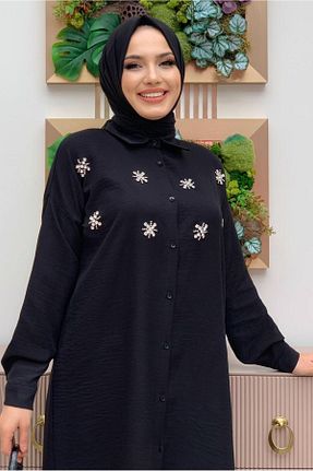 تونیک حجاب مشکی زنانه مخلوط پلی استر TRENDTESETTÜR - کد 650001808