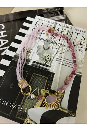 گردنبند استیل ( فولاد ) صورتی زنانه استیل (فولاد) Lune Dor Accessories - کد 871995136