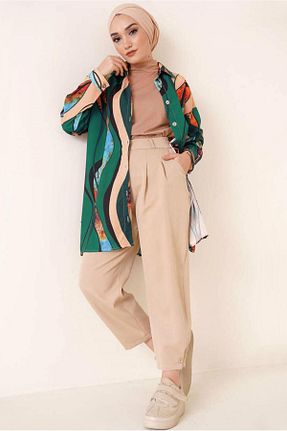 تونیک حجاب سبز زنانه پنبه ای TRENDTESETTÜR - کد 741098694