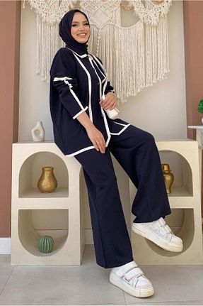 ست بالاتنه و پائین تنه حجاب سرمه ای زنانه ساق پهن TRENDTESETTÜR - کد 766185213