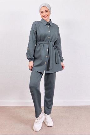ست بالاتنه و پائین تنه حجاب طوسی زنانه رگولار TRENDTESETTÜR - کد 790139126