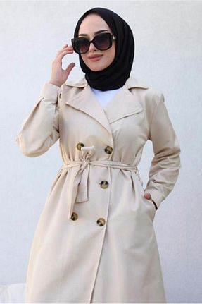 ترنچکت حجاب بژ زنانه پلی استر TRENDTESETTÜR - کد 754735192