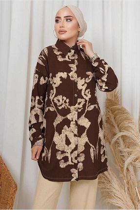 ست بالاتنه و پائین تنه حجاب قهوه ای زنانه رگولار TRENDTESETTÜR - کد 745102156