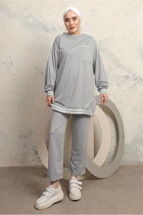 ست بالاتنه و پائین تنه حجاب طوسی زنانه رگولار TRENDTESETTÜR - کد 756787030