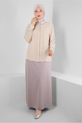 بلوز حجاب بژ زنانه رگولار TRENDTESETTÜR - کد 830879577