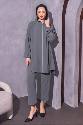 ست بالاتنه و پائین تنه حجاب طوسی زنانه رگولار TRENDTESETTÜR - کد 841178098