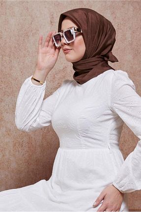روسری قهوه ای پلی استر Alvina - کد 830192656