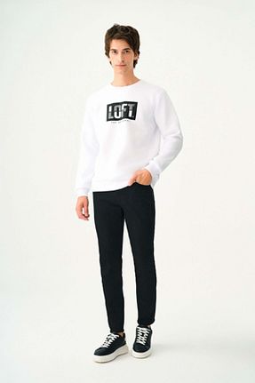 سوئیشرت سفید مردانه چاپی Loft - کد 872029555