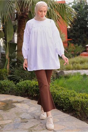 تونیک حجاب بژ زنانه پنبه ای TRENDTESETTÜR - کد 829166314