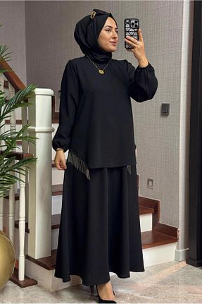 ست بالاتنه و پائین تنه حجاب مشکی زنانه رگولار TRENDTESETTÜR - کد 817598313