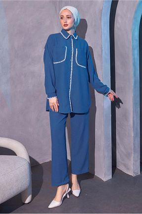 ست بالاتنه و پائین تنه حجاب سرمه ای زنانه رگولار TRENDTESETTÜR - کد 835021164