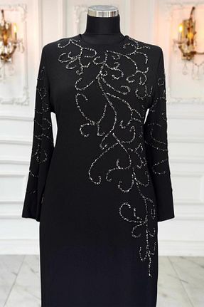 لباس مجلسی حجاب مشکی زنانه یقه دوچرخه TRENDTESETTÜR - کد 855675410