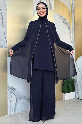 ست بالاتنه و پائین تنه حجاب سرمه ای زنانه رگولار TRENDTESETTÜR - کد 849709590