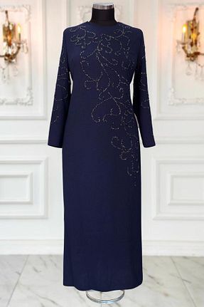 لباس مجلسی حجاب سرمه ای زنانه یقه دوچرخه TRENDTESETTÜR - کد 855675411