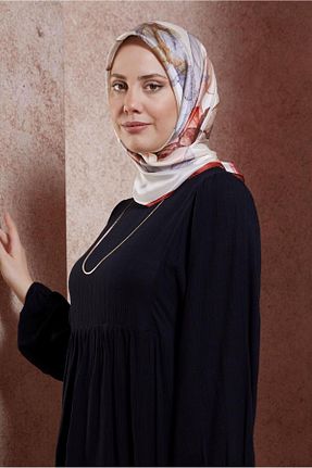 روسری زرشکی پلی استر Alvina - کد 846974432