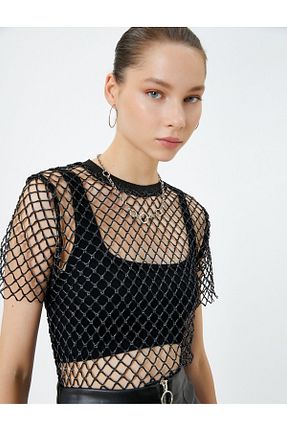 تیشرت مشکی زنانه رگولار Koton - کد 764553685