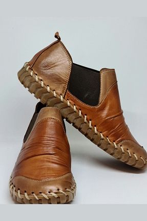 کفش کژوال قهوه ای زنانه چرم خالص İNZE AYAKKABI - کد 99845654