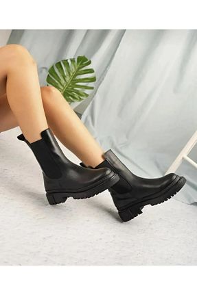 بوت / نیم بوت مشکی زنانه چرم مصنوعی LEVENT ÖZCAN - کد 872089172