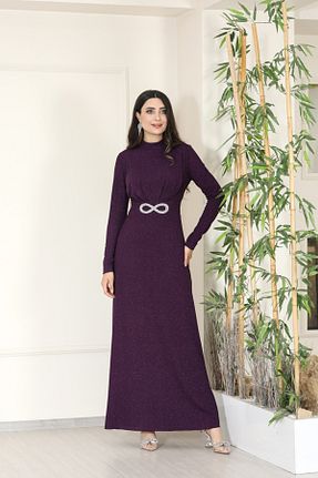 لباس مجلسی حجاب بنفش زنانه یقه ایستاده stillbiziz - کد 872098282