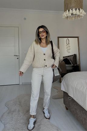 شلوار جین بژ زنانه پاچه لوله تفنگی Eswomes - کد 872123533