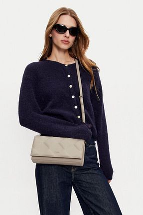 کیف دوشی طوسی زنانه چرم مصنوعی Calvin Klein - کد 873399487
