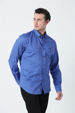 پیراهن آبی مردانه رگولار Brothers - کد 808942408