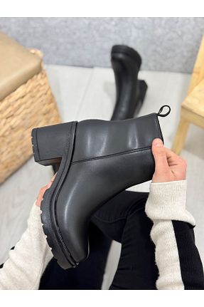 بوت / نیم بوت مشکی زنانه چرم مصنوعی ayakkabiyolla - کد 872166045