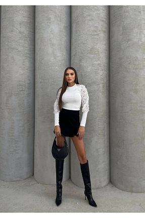 بلوز سفید زنانه ساده ÇEÇİM - کد 872146106