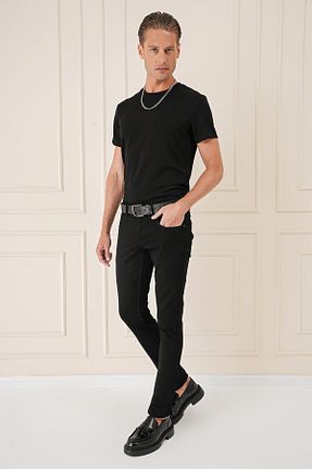 شلوار جین مشکی مردانه پاچه تنگ Efor - کد 872146183