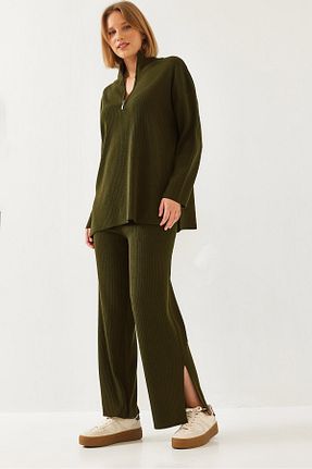ست بالاتنه و پائین تنه خاکی زنانه بافتنی Bianco Lucci - کد 872169412