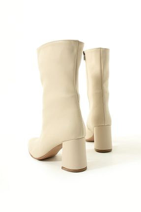 بوت / نیم بوت بژ زنانه پاشنه ضخیم Gökçe Shoes - کد 872205241