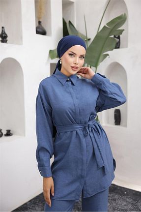 ست بالاتنه و پائین تنه حجاب سرمه ای زنانه رگولار Bwest - کد 850858659