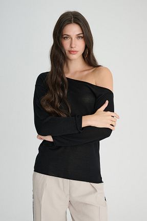 پلیور مشکی زنانه ساده The Fabrics - کد 872276202