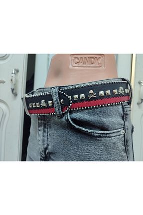 کمربند مشکی زنانه چرم مصنوعی çelik belt vintega - کد 872318780