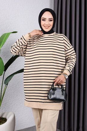 ست بالاتنه و پائین تنه حجاب بژ زنانه اورسایز QUMEX - کد 872321044