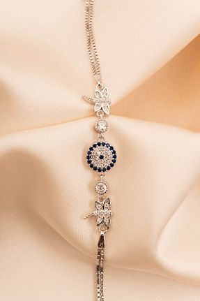دستبند نقره طوسی زنانه 925 عیار eva silvera - کد 872325068