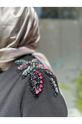 لباس مجلسی حجاب مشکی زنانه یقه دوچرخه Nurcan Çetin - کد 872450388