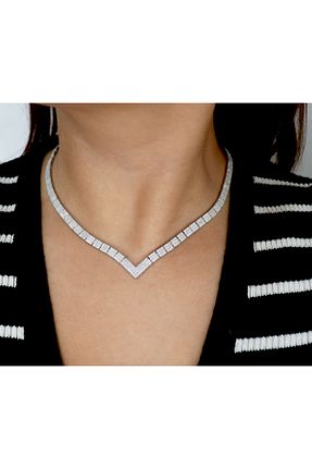 گردنبند نقره طوسی زنانه 925 عیار Silveranka - کد 872409374