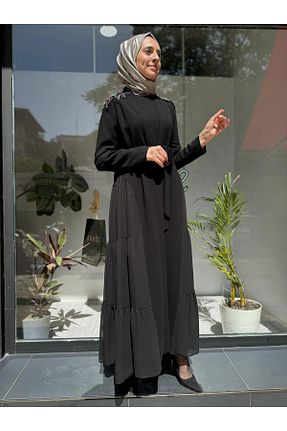 لباس مجلسی حجاب مشکی زنانه یقه دوچرخه Nurcan Çetin - کد 872450388