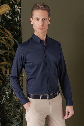 پیراهن سرمه ای مردانه اسلیم فیت Efor - کد 872422094