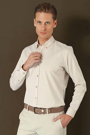 پیراهن بژ مردانه اسلیم فیت Efor - کد 872422793