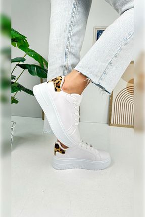کفش اسنیکر سفید زنانه بند دار İmerShoes - کد 812598223